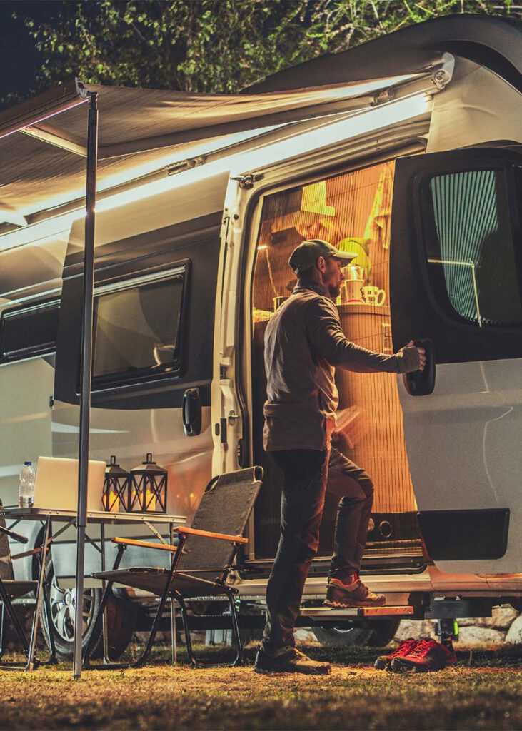RV parks near Conyers, GA alternative: motorhome parked at a full-hookup lakefront site